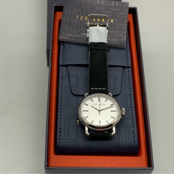 TED BAKER Tomcooa Leather Strap Watch, 40mm In Black/ White/ Silver - Picture 8 of 16